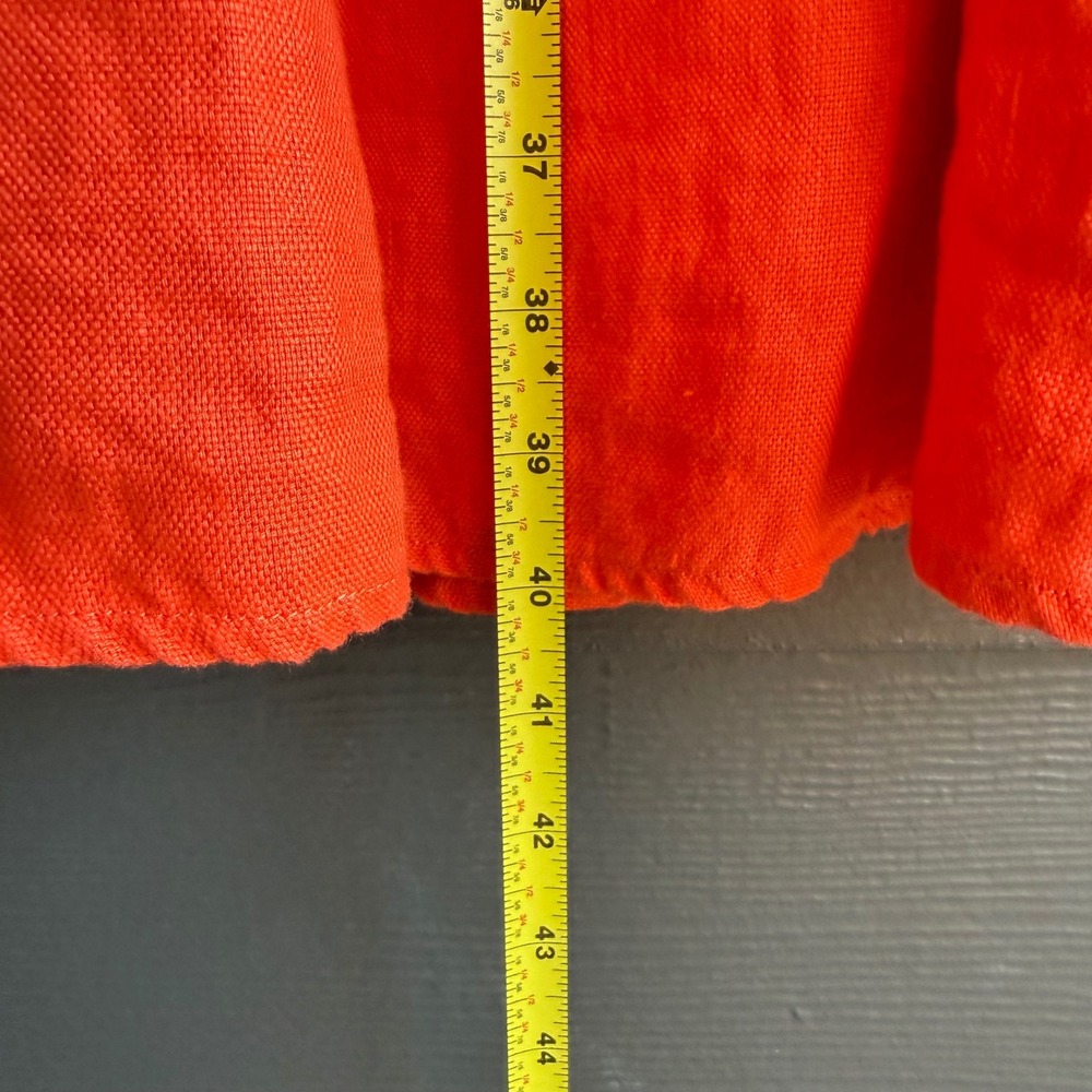 Lauren Ralph Lauren 100% Linen Wrap Look Tie Waist Dress Orange Size 6 - Picture 10 of 10
